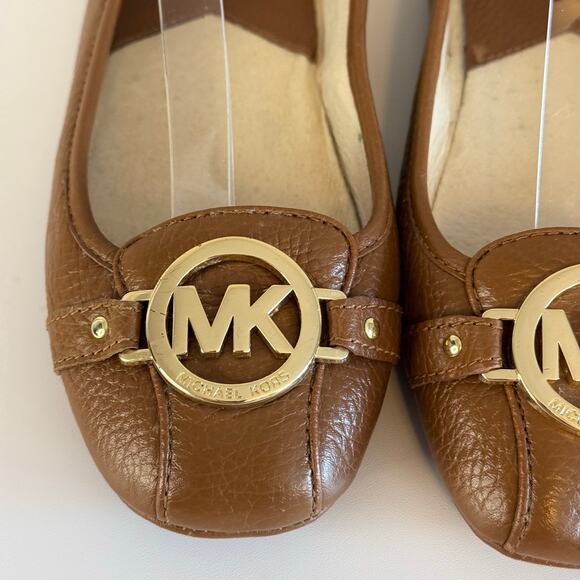 Michael Kors Signature Fulton Ballet Flat Shoes Womens 8.5 Brown Leather Slip On - Picture 5 of 10